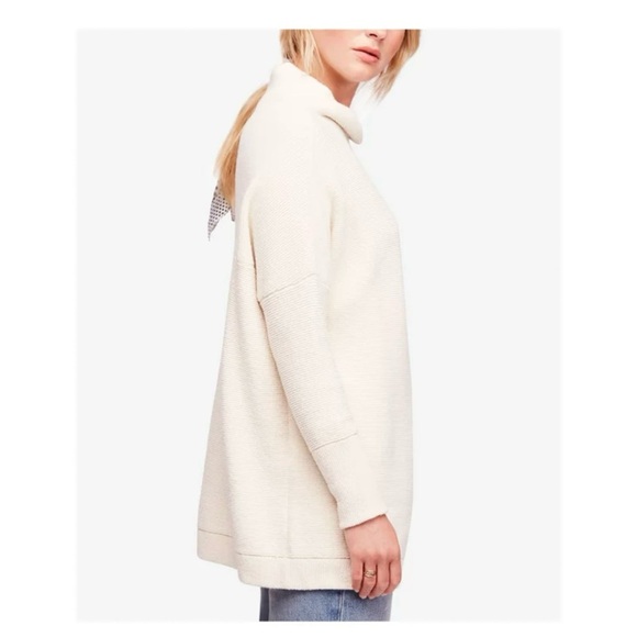 We the Free Ivory Turtleneck Slouch Long Ottoman Sweater Sz Small S - Picture 10 of 15